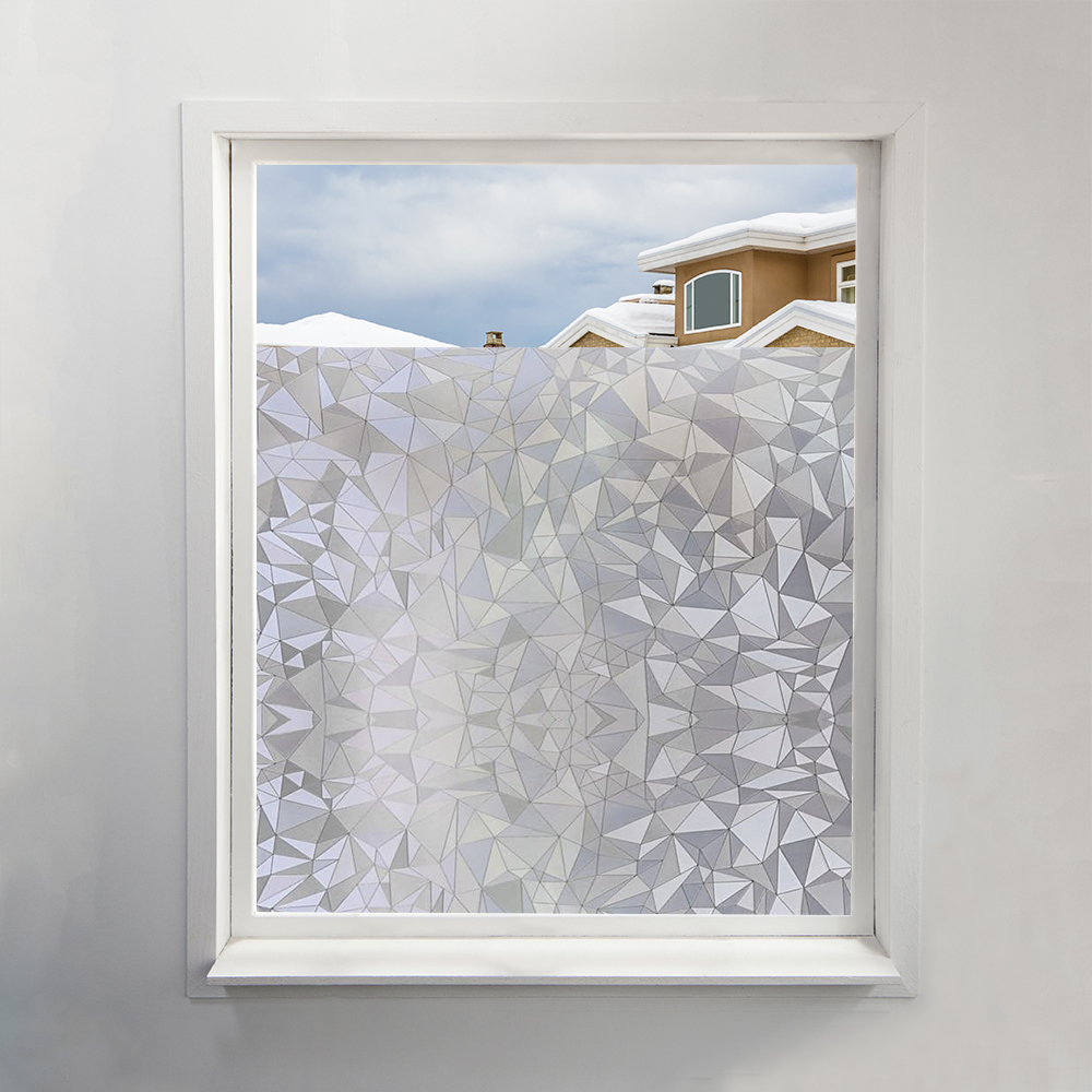 Triangle Window Film Privacy Non Adhesive Static Cling for Home Window